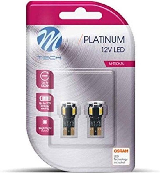M-Tech MT-LB804W LED Lamp - T10 - 12V - White - 2-Pack