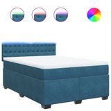 vidaXL Boxspringbed met matras, fluweel, blauw, 160x200 cm