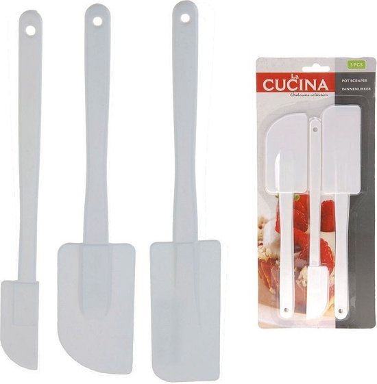 La Cucina Pannenlikker Set - 3 Delig - Wit - Kunststof