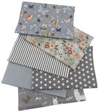 Merkloos 6 stuks katoenen stof per meter 50 x 50 cm patchwork stoffen voor naaien quilten DIY decoratie handwerk, puur katoenen stof bedrukte patronen stoffenpakketten (grijs)