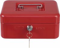 Amig Geldkistje met 2 sleutels - rood - staal - muntbakje - 25 x 18 x 9 cm - inbraakbeveiliging