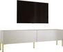 Meuble TV: Structure en bois imitation cachemire, pieds dorés, dimensions : 170 x 52 x 32 cm