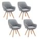 MEUBLE COSY Set van 4 Scandinavische eetkamerstoelen, kaptafel, draaistoel met armleuningen, voor slaapkamer, woonkamer, keuken, kantoor, bekleed met stof, poten van massief hout, grijs, 60 x 58 x 83