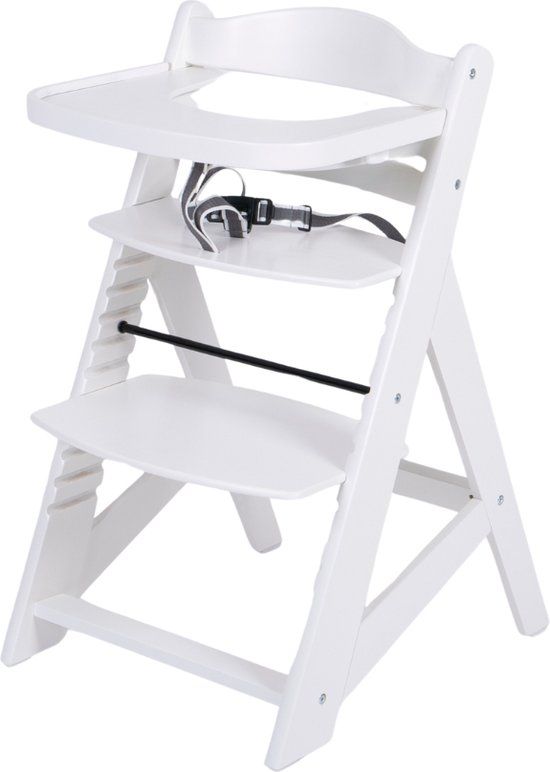 Buxibo Houten Meegroeistoel Kind - Inclusief Eetblad - Verstelbare Kinderstoel - Wit