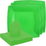 Santex feest/verjaardag servies set - 10x bordjes/25x servetten - fel groen - karton