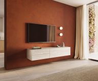 Cuor Lowboard 180 cm Keramik Laminam® Travertino Bianco Creme-Weiß 1 porte 2 tiroirs suspendu