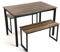 Versa Taline eettafel set met twee banken, 3-delige set, afmetingen (H x B x D): 76 x 70 x 110 cm, hout en metaal, kleur zwart