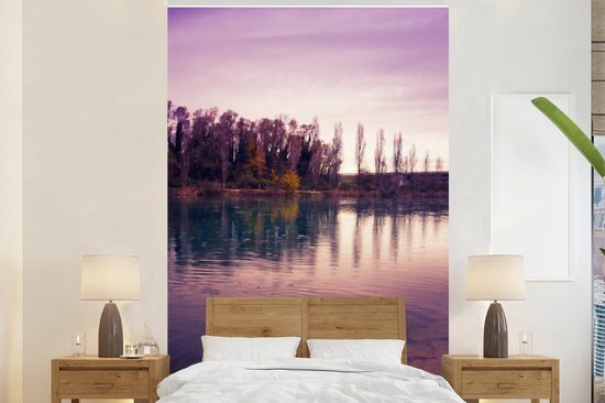 Nr1Wallpaper Behang - Fotobehang Zwaan - Bomen - Water - Breedte 170 cm x hoogte 260 cm