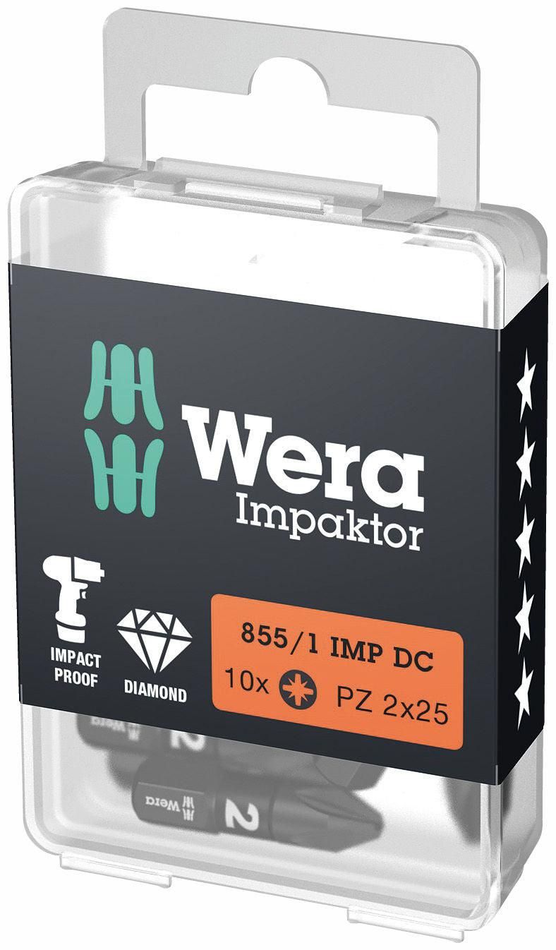 Wera 855/1 Impaktor DC Pozidriv Bit PZ1 x 25mm - 10-pack - 05057620001