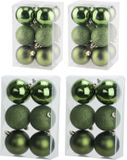 Cosy & Trendy boules de Noël vert pomme - 36 pièces - 6 et 8 cm - mat, brillant, paillettes mix