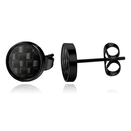 LGT JWLS Lookinggoodtoday LGT JWLS Stud Oorbellen - Carbon Zwart-8mm