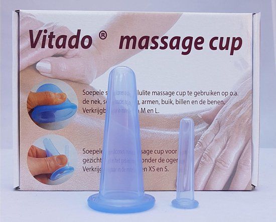 VITADO Massage cup voor het gezicht cupping set siliconen voor gezicht / faciale cupping 3.6 cm + 1.5 cm cup gratis - BLAUW