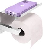 Joeji's Kitchen Toiletrolhouder met Plank - Roestvrij Staal - Zilver