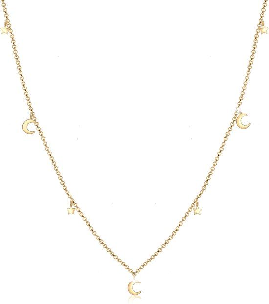 Elli Halsketting Ster Astro Maan 925 Zilver verguld