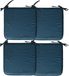 Stof Textile Home stoelkussens - 4x - petrol blauw - 38 x 38 x 3 cm - voor binnen - touwtjes sluiting - zitkussens plat - vierkant