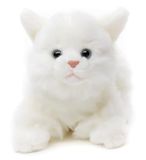 Uni-Toys - Kat wit, liggend - 20 cm