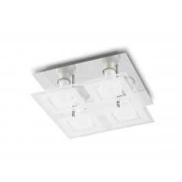 Prolight LED Plafond Vierkant Glas 4L 4x3W Chroom - 5412748689280