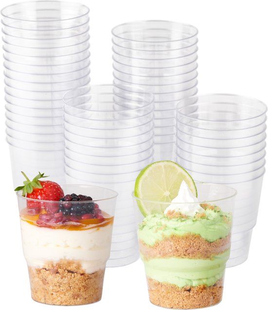 Matana – 48 Plastic Dessertbekers, 240ml – Transparant