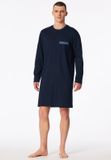 Schiesser Nachthemd Lang Heren Blauw Katoen Comfort