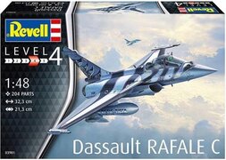 Revell Modellbausatz Dassault Aviation Rafale C, Flugzeug im Maßstab 1:48, Level 4, orginalgetreue Nachbildung mit Vielen Details, 03901