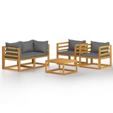 vidaXL Loungeset met kussens massief acaciahout