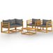vidaXL Loungeset met kussens massief acaciahout