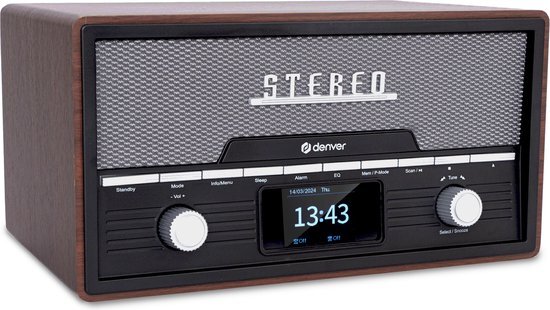 Denver MDA525 - Retro DAB Radio CD Speler - Bluetooth - Darkwood