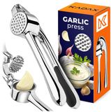 KADAX Knoflookpers, roestvrij Staal, Knoflookpers met Handvat, manueel, stevig, praktische Keukenhulp, handige Rasp voor Knoflook, Knoflookknijper, zilverkleurig