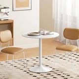Table ronde pour 2 personnes, table de cuisine moderne avec piètement en acier, Ø 80 x 75 cm, blanche