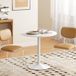 Table ronde pour 2 personnes, table de cuisine moderne avec piètement en acier, Ø 80 x 75 cm, blanche