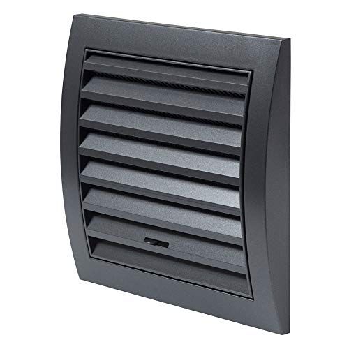 Europlast 150 x 150 mm antraciet ventilatierooster met schuifregelaar en insectenbescherming