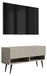 3xE living meuble TV avec façade nervurée, cachemire, pieds noirs obliques