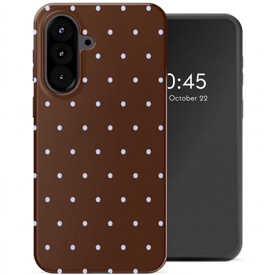 Selencia Hoesje - Geschikt voor Samsung Galaxy A57 (5G) - Backcover - Happy Dots Chocolate