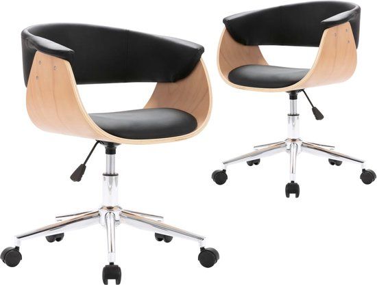 vidaXL Eetkamerstoelen draaibaar 2 st kunstleer zwart