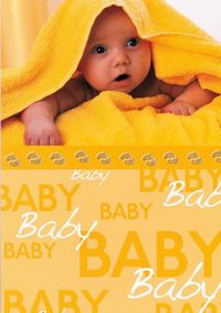 bsb Wenskaart wenskaart voor geboorte met baby in gele handdoek A4-formaat
