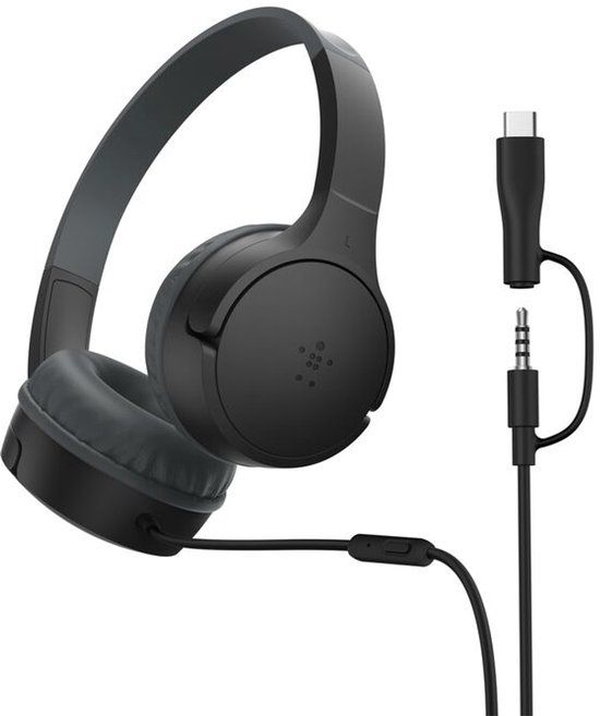 Belkin SoundForm Mini Headset Bedraad Hoofdband Oproepen/muziek USB Type-C Zwart