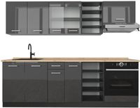 Vicco R-Line Complete keukeneenheid – 240 cm sans plan de travail Anthracite laqué/anthracite