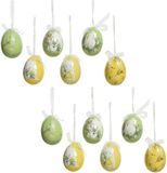 Decoris Paaseieren - 12 stuks - foam - 6 cm - Geel