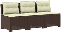 vidaXL 3-zits tuinbank met kussens in rattanlook PP Bruin