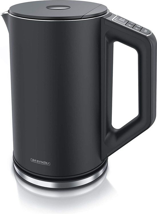 Arendo - Waterkoker - 1.5L - Zwart - Temperatuurinstelling - Dubbelwandig