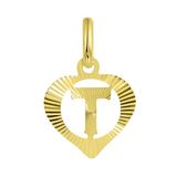 Lucardi Pendentif alphabet femme - Lettre T - Or jaune 9 carats