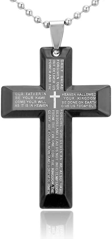 Montebello Ketting Black Cross - Heren - 316L Staal - Kruis - 60 x 41 mm - 50 cm