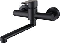 Merkloos REWYTAZ Badkraan - Keukenkraan - wastafelkraan - RVS - Zwart - 26*11 cm - Muurinstallatie - wandgemonteerde - draaibare Uitloop - Enkele hendel