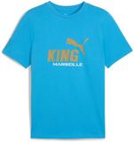 Puma Football T-shirt logo OM King 2025/26 Blauw/Goud Maat XL