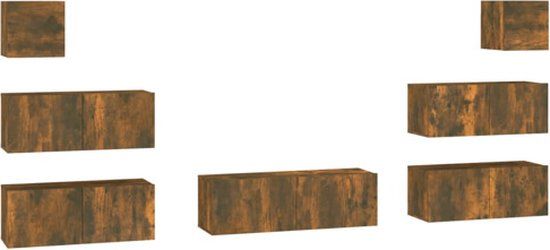 vidaXL 7-delige Tv-meubelset bewerkt hout gerookt eikenkleurig