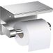 FUIENKO Porte-papier Toilette Mural Sans Perçage Acier Inoxydable Avec Étagère Pour Salle De Bain Argent 13.7x10x10cm
