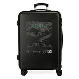 Pepe Jeans Davis koffer, middelgroot, zwart, 46 x 65 x 23 cm, hard plastic, zijdelingse combinatiesluiting, 56,3 kg, 4 wielen