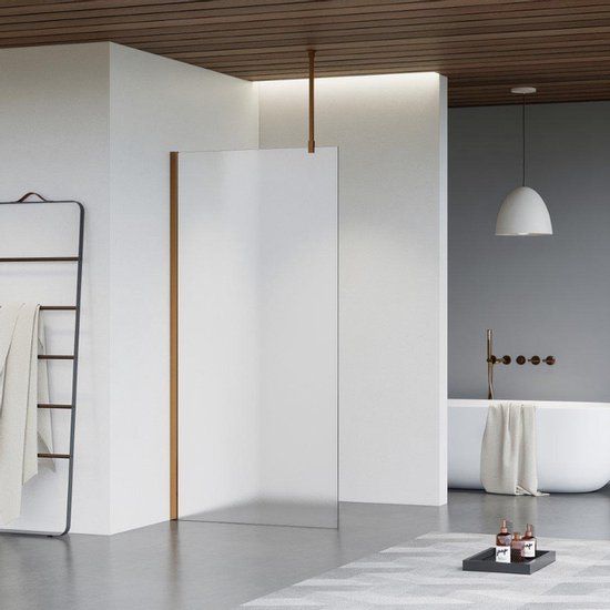 FortiFura Galeria Inloopdouche - 120x200cm - Mat Glas - Geborsteld Koper