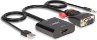 Lindy 38284 adaptateur vidéo VGA (D-Sub) + 3.5mm HDMI + USB Noir