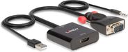 Lindy 38284 adaptateur vidéo VGA (D-Sub) + 3.5mm HDMI + USB Noir